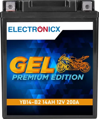 Immagine prodotto di Batteria al gel Electronicx YB14-B2 per moto 12 V, 14 Ah, 200 A/EN – senza manutenzione, a tenuta stagna e ad alte prestazioni