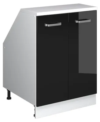 Obrázek produktu pro Šikmá skříň Vicco Rion Černý vysoký lesk 60 x 81.6 cm se 2 dveřmi, korpus skříně hloubka 60 cm, Model 60119