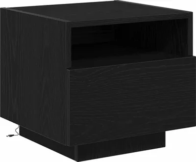 Produktbild von Nachttisch Schwarz Eichen-Optik 40 x 39 x 37 cm Holzwerkstoff