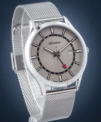 Productafbeelding van NIEUWE ORIGINELE ADRIATICA HERENHORLOGE A8289.5117Q + zilveren datumgravure