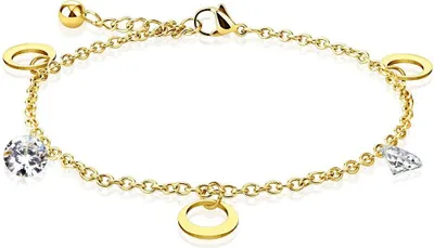 Produktbild von Bettelarmband Mond & Kristall Gold aus Edelstahl Damen