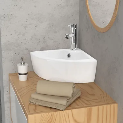 Zdjęcie produktu dla Umywalka LuxeBath Kwadratowa umywalka nablatowa, 46x33x13 cm, biała, ceramiczna