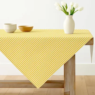 Obrázok produktu pre Žltá stolová látka, pruhovaná, 85x85 cm, umývateľná, polyester, štvorcová