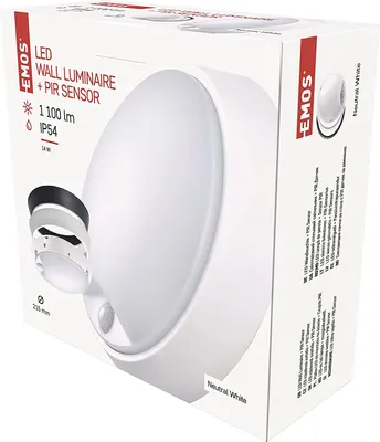 Produktbild von EMOS Weiß/schwarze LED Decken-/Wandleuchte mit Bewegungssensor 14W IP54 Lichtfarbe: Tageslichtweiß ZM3231