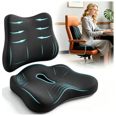 Sitzkissen-Set mit Lendenkissen, Memory-Schaum, rutschfest, 2-in-1