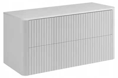 Obrázek produktu pro Rodan Koupelnová skříňka pod umyvadlo 100cm - s deskou - Závěsná - Drážkovaná Bílá - Push-to-Open - LINEA