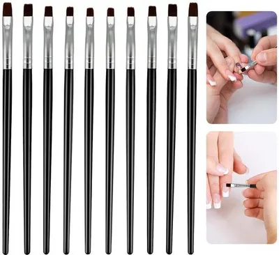 Produktbild von Nagelkunst-Set 10-teilig - Professionelles Nagelstyling - Nylon-Borstelhaare - Ergonomischer Griff - Flache Form - Für DIY-Nagelkunst - Nagelborstel-Sets