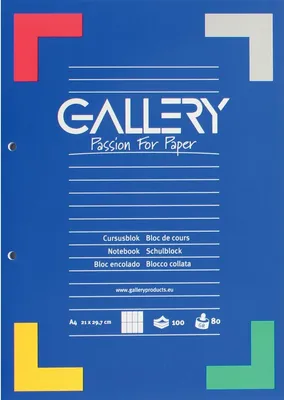 Immagine prodotto di Galleria – Blocco per appunti, formato A4, 80 g/m², 2 fori, quadrettato standard, 100 fogli