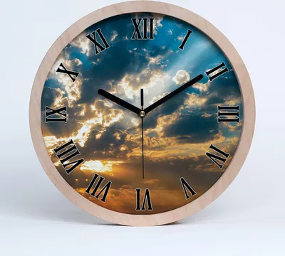 Produktbild von Holzuhr 30fi cm wanduhr - schwarze Spitzen - Sonnenuntergang Himmel