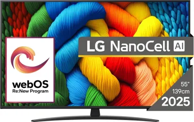 Zdjęcie produktu dla LG NanoCell AI 55NANO81A3A, 139,7 cm (55"), 3840 x 2160 px, NanoCell, Smart TV, Wi-Fi, Czarny