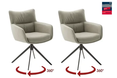 Produktbild von Armlehnstuhl >LIMONE 2< (2-er Set) in Creme, Leder - 61x88x63cm (BxHxT)