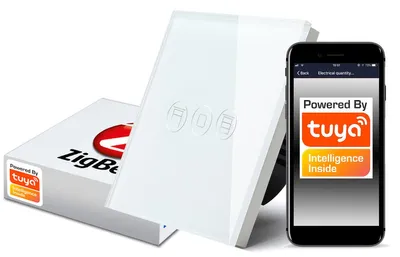 Zdjęcie produktu dla Włącznik Rolet Dotykowy Szklany Tuya Zigbee Biały
