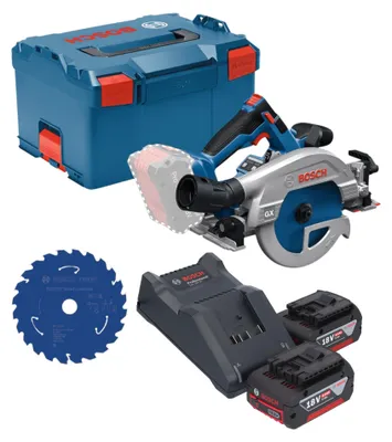 Produktbild von Bosch GKS 18V-57-2 GX Professional Akku Kreissäge 18 V 165 mm Brushless + 2x Akku 4,0 Ah + Ladegerät + L-Boxx