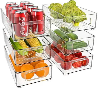 Produktbild von Kühlschrank Organizer Stapelbar, Aufbewahrungsbox Küche Organizer, Speisekammer Vorratsbehälter Durchsichtig Behälter für Kühlschrank