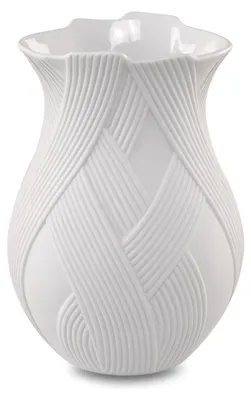 Vase, Porzellan, weiß, unglasiert, 15,5 cm