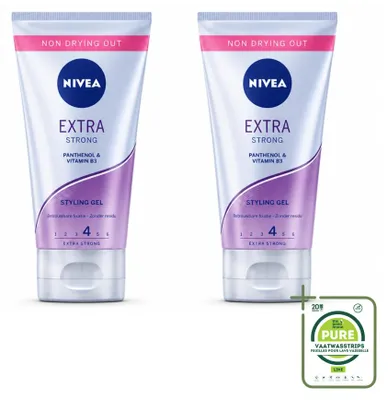 Zdjęcie produktu dla 2 sztuki żelu do stylizacji włosów NIVEA Extra Strong - 150 ml - opakowanie zbiorcze
