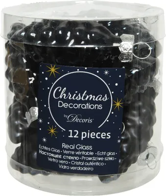 Produktbild von Christbaumkugeln schwarz Kegel Satz von 12 Stück. 6 cm