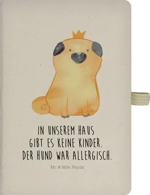 Produktbild von Mr. & Mrs. Panda Journal Mops Krone - Transparent - Geschenk, Hund, Tagebuch A5, notizbuch, Lustig, Kladde, Adressbuch, Haha, Königlich, Sprüche