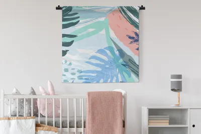 Produktbild von MuchoWow® Wandteppich Wandbehang Sommer - Blau - Grün 90x90 cm Tapisserie Dekoration Wandtuch - Wandaufhänger