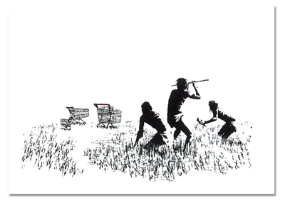 Produktbild von Giallobus - Karrenjäger - Banksy - 140L x 100B cm - Bild - Acrylglas