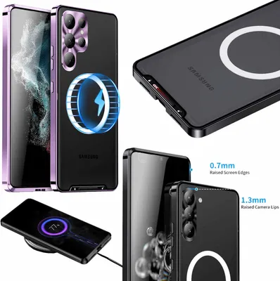 Immagine prodotto di Per Samsung Galaxy S23 Ultra Mobile Phone Case Magnetic Magsafe Metal Design Purple Cover Case Sleeve