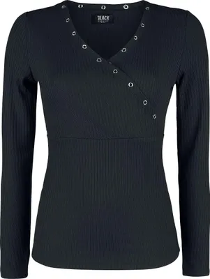 Produktbild von Black Premium by EMP Damen schwarzes Langarmshirt mit Ösen S