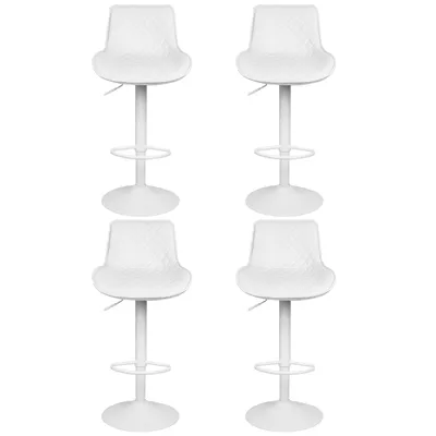 Image de Tabouret de bar (lot de 4) Chaise de bar Chaise de cuisine Tabouret pivotant Réglage en hauteur Blanc