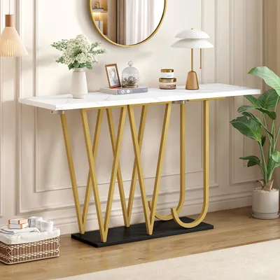 Zdjęcie produktu dla Stół Flieks z szufladami, solidny blat z płyty MDF i metalowa rama, stół jadalny 120 x 29,5 x 80 cm, stół kuchenny, biały