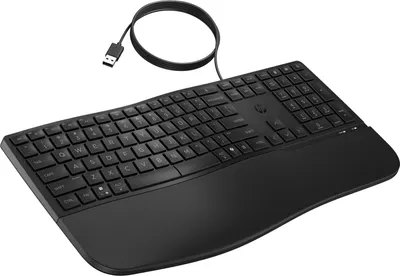 Produktbild von HP 485 Comfort Wired Keyboard, Volle Größe (100%), Kabelgebunden, USB, Membran Key Switch, Schwarz