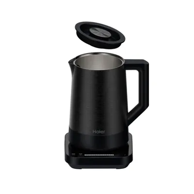 Produktbild von Haier HKE5A 011, 1,7 l, 2200 W, Schwarz, Edelstahl, Regelbare Temperatur, Wasserstandsanzeige