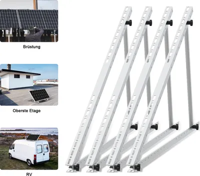 Produktbild von 4X PV držák 118cm solární panel držák solárního panelu solární modul 0°-90° elevace fotovoltaický solární držák, mobilní solární systém