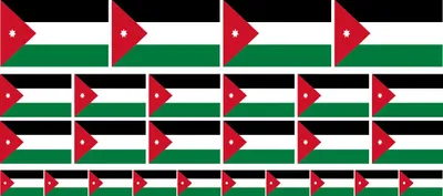 Produktbild von Mini Aufkleber Set - Pack glatt - 4x 51x31mm+ 12x 33x20mm + 10x 20x12mm- selbstklebender Sticker - Jordanien - Flagge / Banner / Standarte fürs Auto, Büro, zu Hause und die Schule - Set of 26
