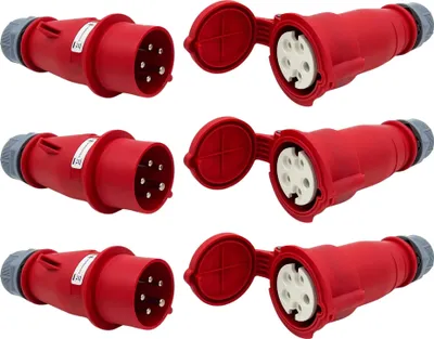Produktbild von CEE-Verteilerset 16A 400V – Stecker & Kupplung für Baustrom - 3 Paar