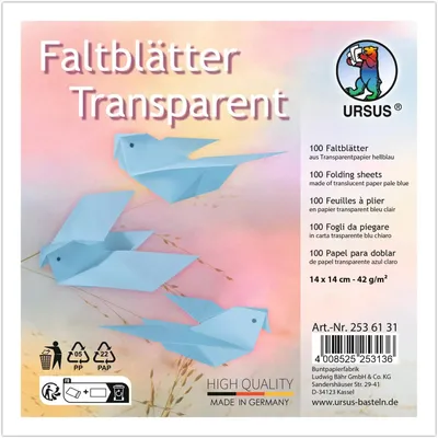 Produktbild von Transparentpapier-Faltblätter, 14 x 14 cm Hellblau