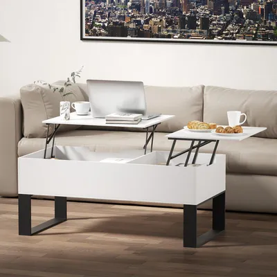 Produktbild von Verstellbarer Couchtisch - Beistelltisch - Klapptisch - Tisch mit Stauraum - Wohnzimmertisch