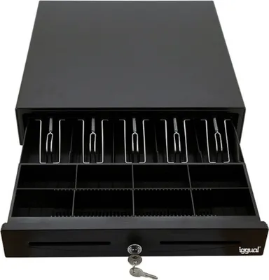 Produktbild von iggual IRON-50, Manuelle und automatische Geldschublade, Metall, Schwarz, 12 V, 420 mm, 405 mm