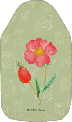 Produktbild von Mr. & Mrs. Panda Wärmflasche Blume Hagebutte - Blattgrün - Geschenk, Lebensfreude, Plüsch, Wärmekissen, Flauschige, Wärmflaschen, Kuschelwärmflasche, Garten