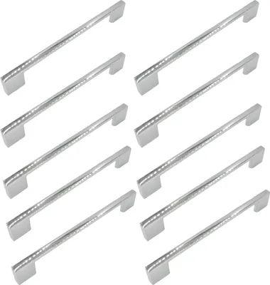 Image de Poignée de meuble élégante en aluminium Svelto 128 mm - Argent brillant pour les meubles de cuisine et de salon, style classique, montage facile, 10 pièces avec jeu de vis.
