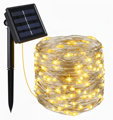 Solar-Lichtvorhang 200 LEDs warmweiß 4 m x 1 m 8 Modi