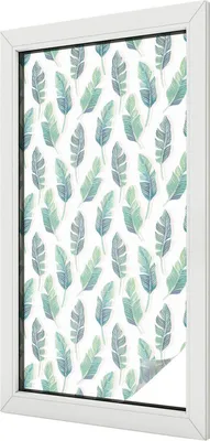 Obrázek produktu pro Vitrážová fólie na okna - 100x100 cm - vitrážový vzor - neprůhledná dekorativní fólie na ochranu soukromí - samolepicí, UV ochrana - tropické listy