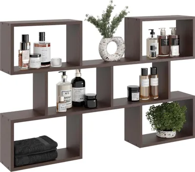 Produktbild von Hängendes Wandregal Wenge – modernes Wandboard Regal – Möbelplatte Bücherregal – Loft Wandregal für Wohnzimmer Küche Büro – Holzoptik