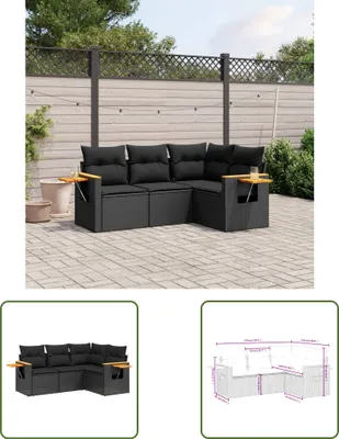 Produktbild von The Living Store 4-tlg. Garten-Sofagarnitur mit Kissen Schwarz Poly Rattan