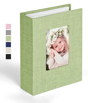 Immagine prodotto di Album fotografico a tasche per 100 foto, formato 10x15 cm, copertina rigida in lino color verde chiaro