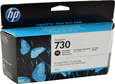 Produktbild von HP 730 DesignJet Druckerpatrone Fotoschwarz 130 ml, HP DesignJet T1700 Druckerserie, Thermal Inkjet, Schwarz, Business, Singapur, 202 mm
