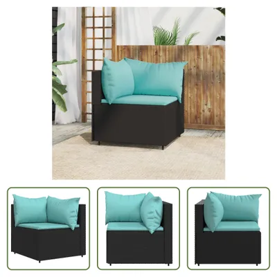 Produktbild von The Living Store Garten-Ecksofa mit Kissen Schwarz Poly Rattan