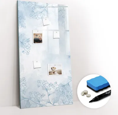 Produktbild von Magnetpinnwand Memoboard - Zubehörsatz - Schwarzer Marker + Schwamm + Magnete - 60 x 120 cm - Blumenskizze