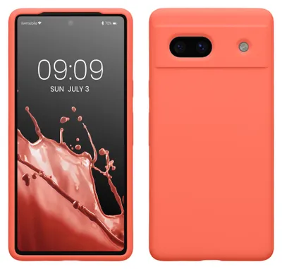Produktbild von kwmobile Handyhülle für Google Pixel 7a Hülle, für Pixel 7a Case - Hülle Silikon - kabelloses Laden - Leuchtende Koralle
