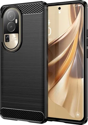 Produktbild von Hülle für Oppo Reno10 Carbon-Faser Weich TPU Silikon Stoßfest Handyhülle Schwarz