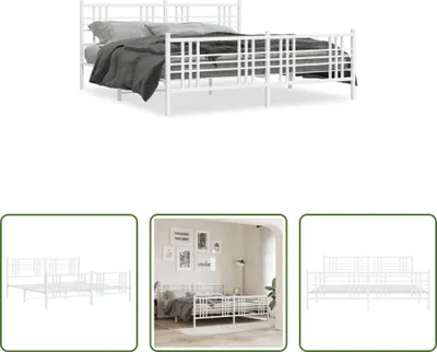 Produktbild von The Living Store Bettgestell mit Kopf- und Fußteil Metall Weiß 183x213 cm