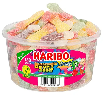 Produktbild von Haribo Bärenzungen super sauer vegan 150er